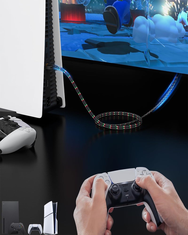 SNANSHI كابل إيثرنت Cat 7 بطول 10 قدم - تصميم مسطح من النايلون المضفر، سهل التركيب ومتين 10Gbps، كابل إنترنت محمي مع موصلات RJ45 مطلية بالذهب للاستخدام المنزلي والمكتبي والألعاب - Image 3